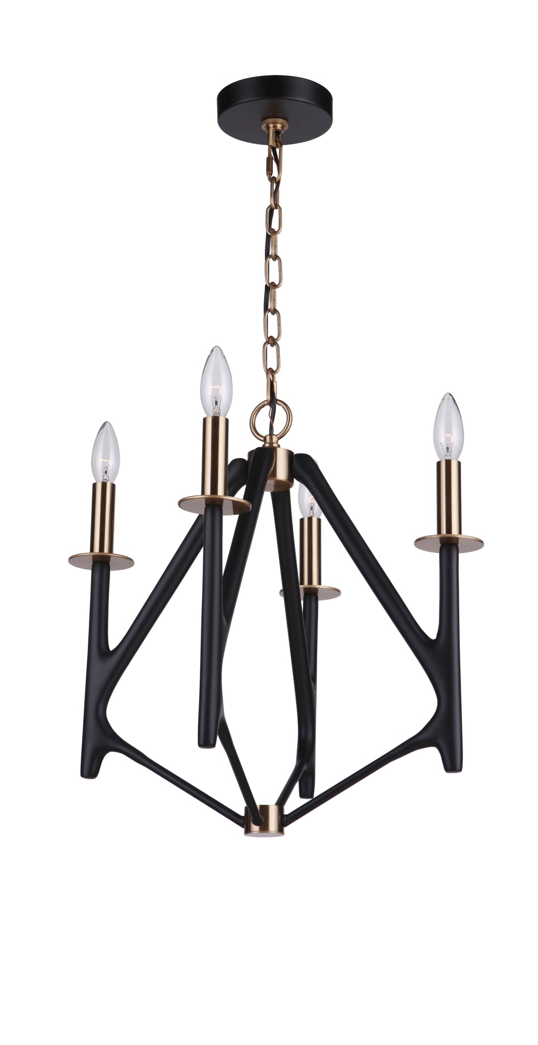 The Reserve 4 Light Chandelier in Flat Black/Satin Brass CRAFTMADE