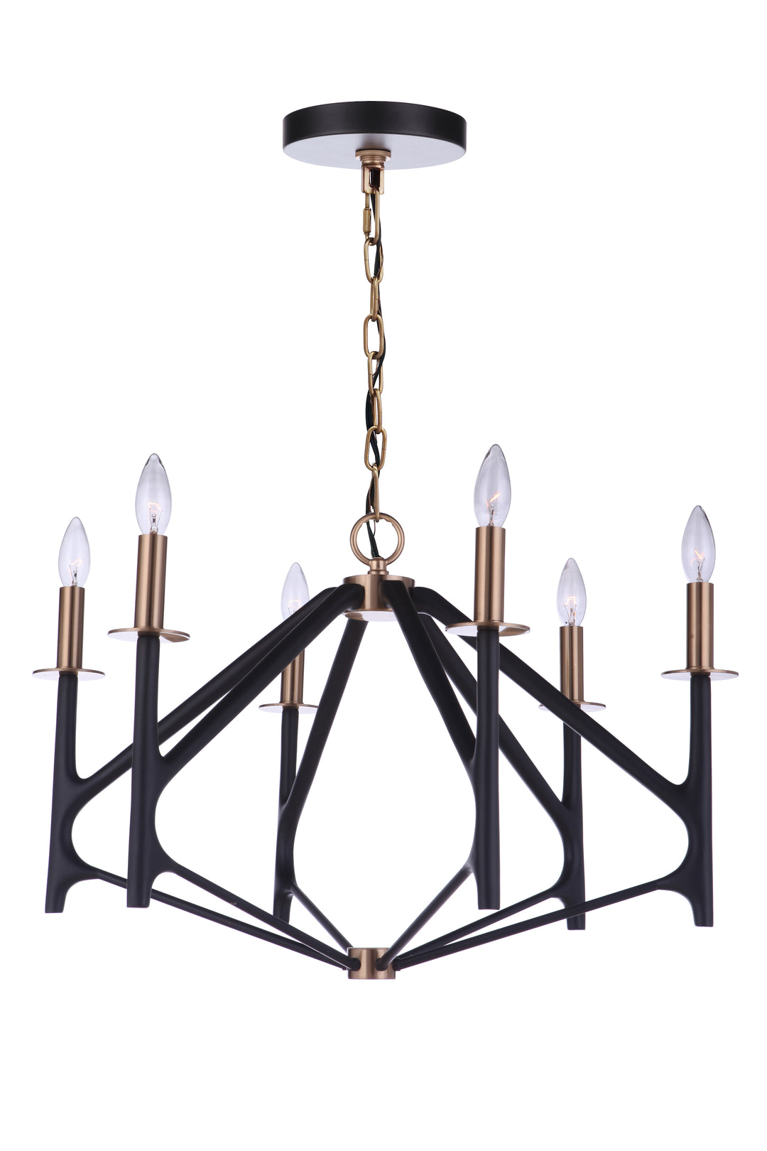 The Reserve 6 Light Chandelier in Flat Black/Satin Brass CRAFTMADE