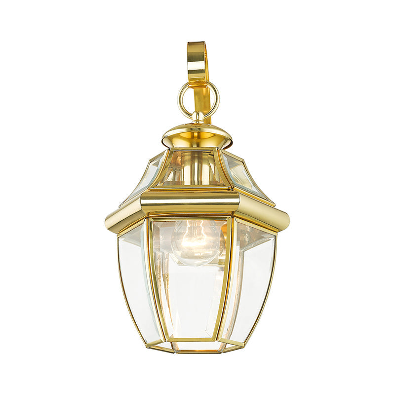 1 Light Polished Brass Outdoor Wall Lantern Livex