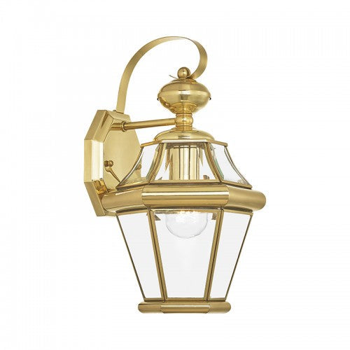 1 Light Polished Brass Outdoor Wall Lantern Livex