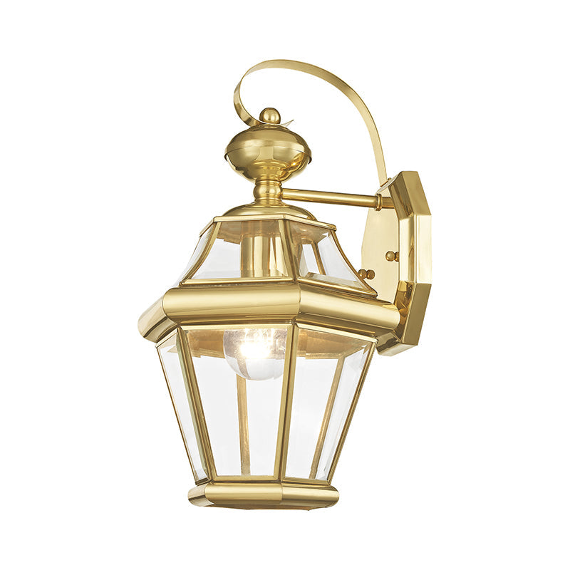 1 Light Polished Brass Outdoor Wall Lantern Livex