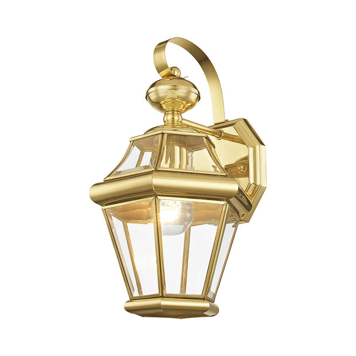 1 Light Polished Brass Outdoor Wall Lantern Livex