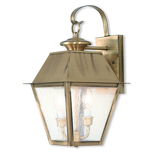 2 Light Antique Brass Outdoor Wall Lantern Livex