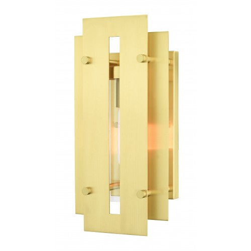 1 Light Satin Brass Outdoor Wall Lantern Livex