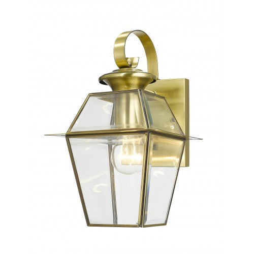 1 Light Antique Brass Outdoor Wall Lantern Livex