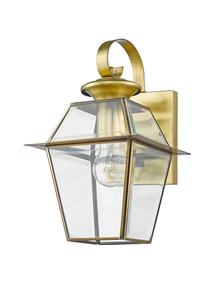 1 Light Antique Brass Outdoor Wall Lantern Livex