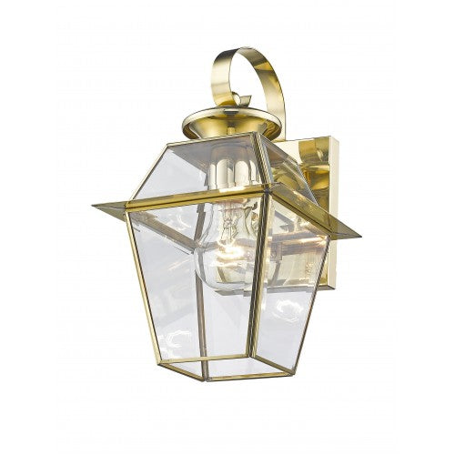 1 Light Polished Brass Outdoor Wall Lantern Livex