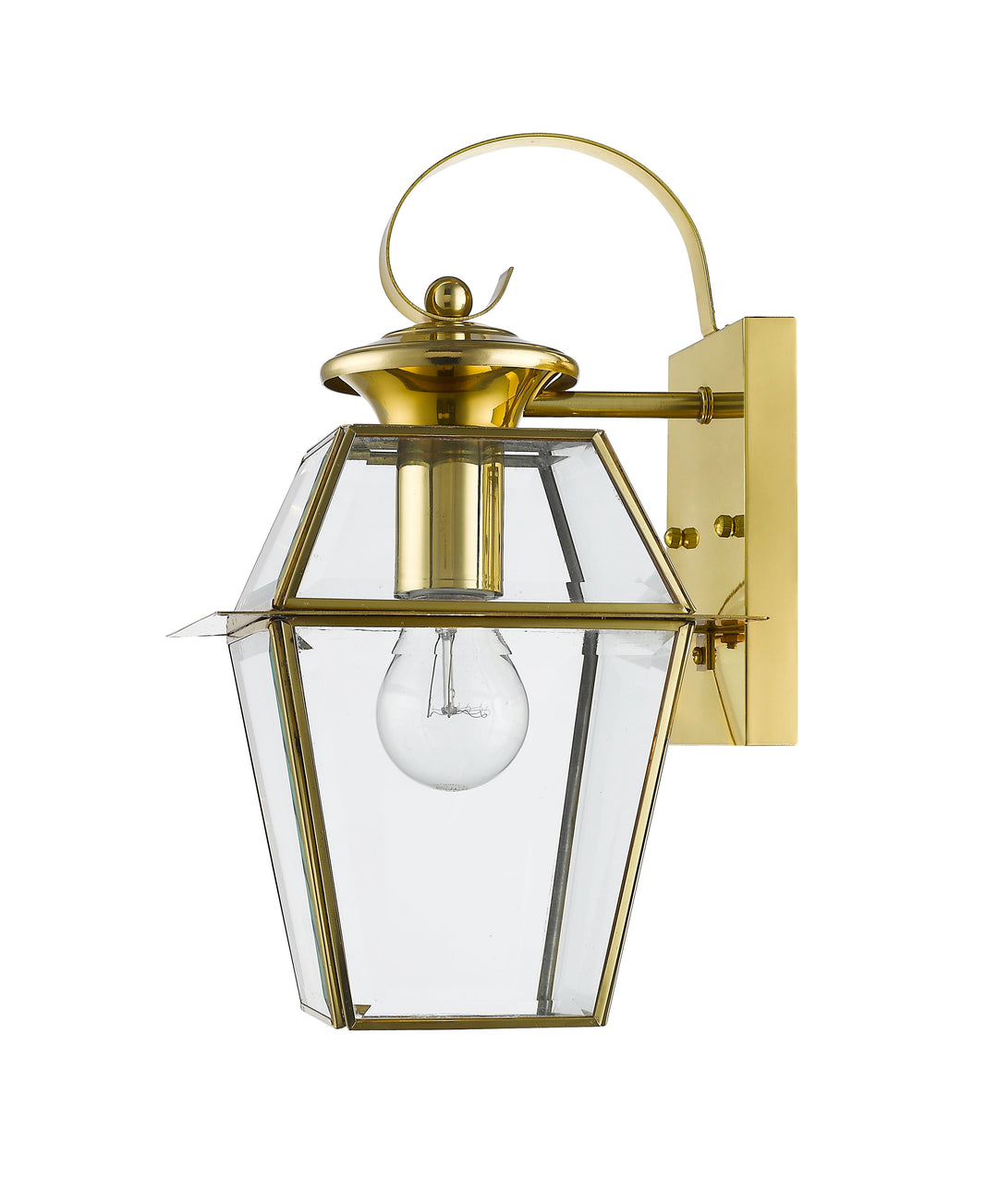 1 Light Polished Brass Outdoor Wall Lantern Livex