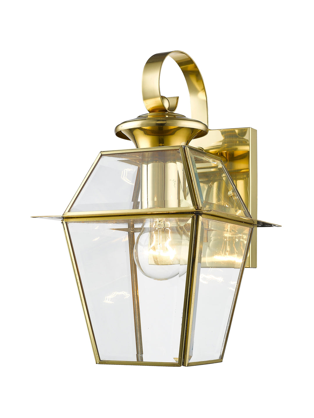 1 Light Polished Brass Outdoor Wall Lantern Livex