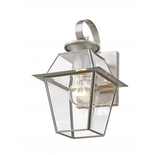 1 Light Brushed Nickel Outdoor Wall Lantern Livex