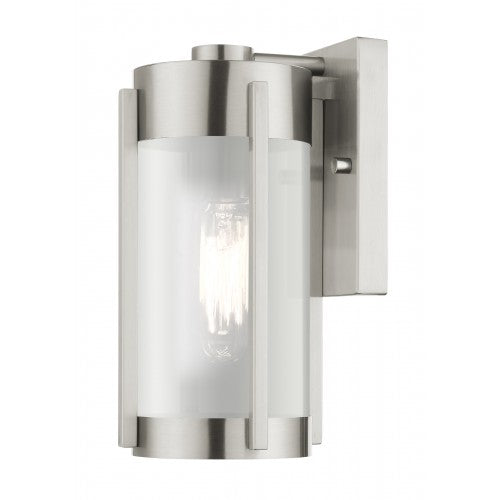 1 Light Brushed Nickel Outdoor Wall Lantern Livex