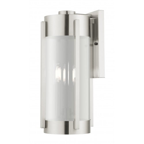 3 Light Brushed Nickel Outdoor Wall Lantern Livex