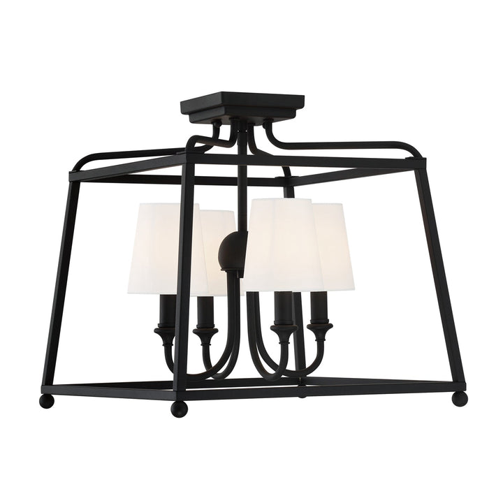 Libby Langdon Sylvan 4 Light Black Forged Semi Flush Mount Crystorama