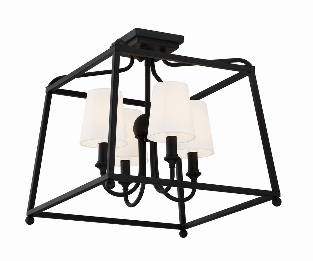 Libby Langdon Sylvan 4 Light Black Forged Semi Flush Mount Crystorama