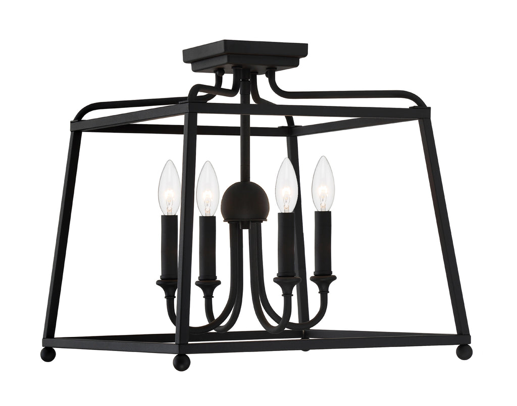 Libby Langdon Sylvan 4 Light Black Forged Semi Flush Mount Crystorama