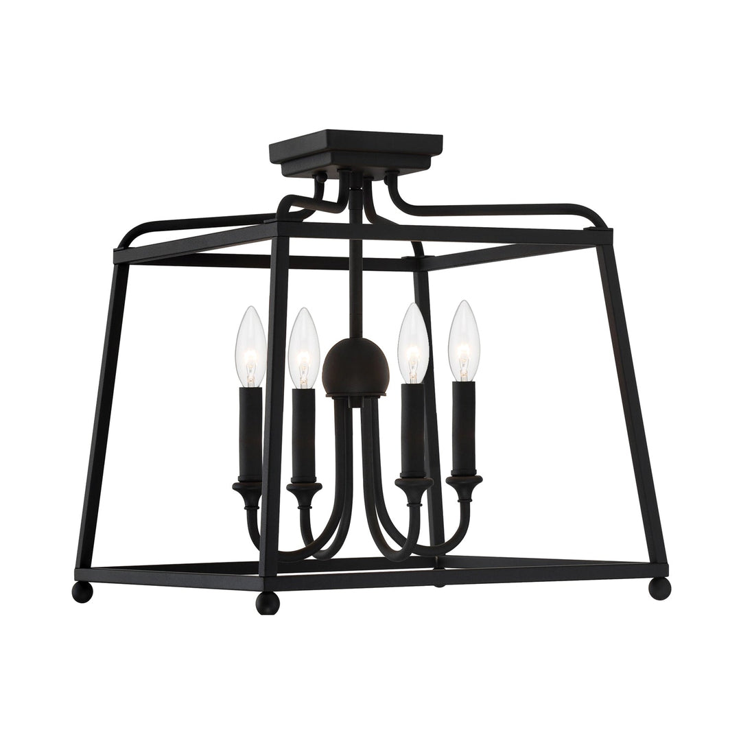 Libby Langdon Sylvan 4 Light Black Forged Semi Flush Mount Crystorama