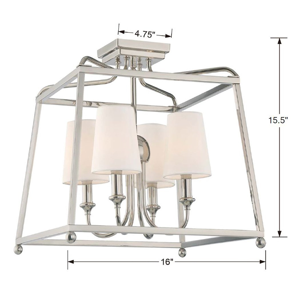 Libby Langdon Sylvan 4 Light Polished Nickel Semi Flush Mount Crystorama