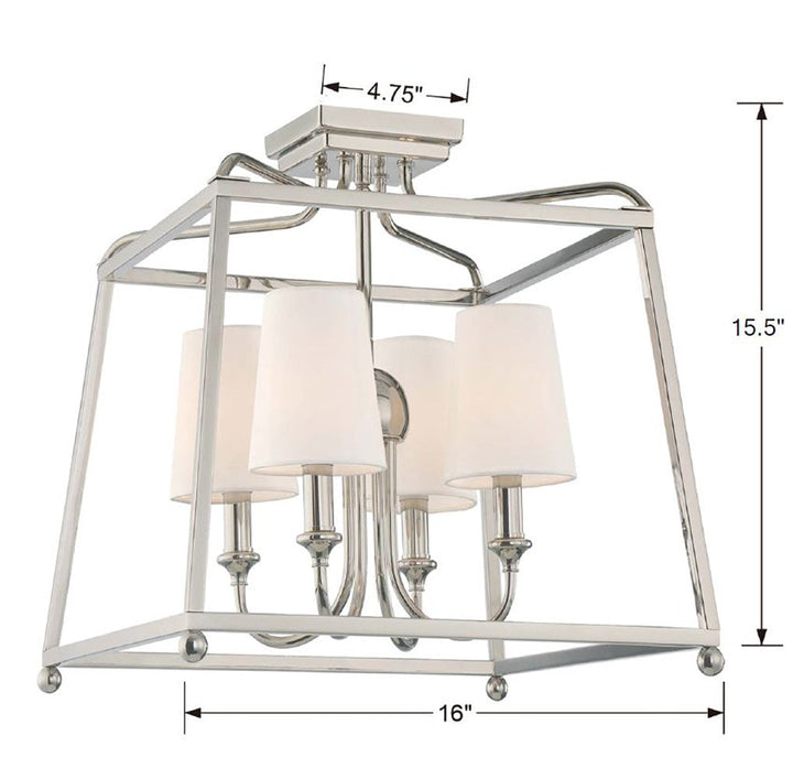 Libby Langdon Sylvan 4 Light Polished Nickel Semi Flush Mount Crystorama