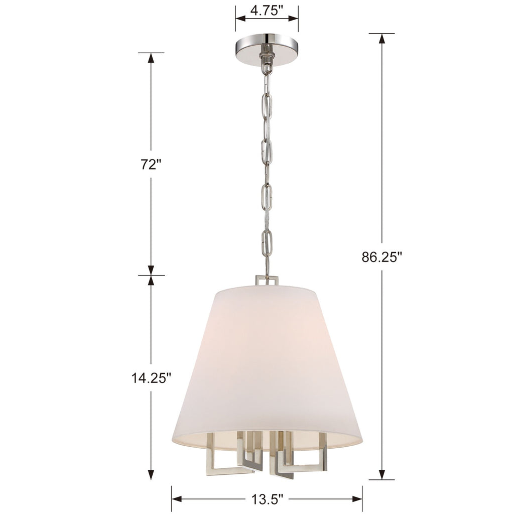 Libby Langdon Westwood 4 Light Polished Nickel Pendant Crystorama