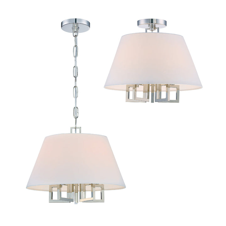 Libby Langdon Westwood 5 Light Polished Nickel Semi Flush Mount Crystorama