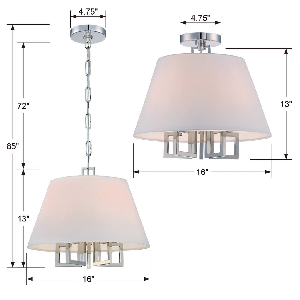 Libby Langdon Westwood 5 Light Polished Nickel Pendant Crystorama