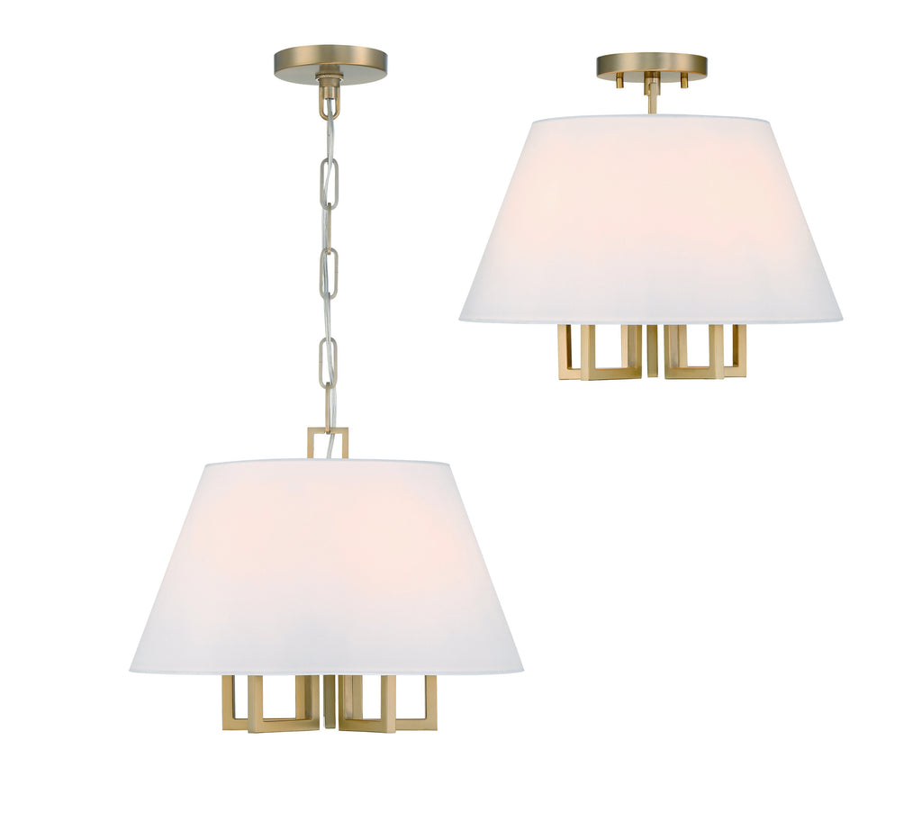 Libby Langdon Westwood 5 Light Vibrant Gold Semi Flush Mount Crystorama