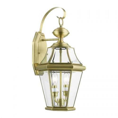 2 Light Antique Brass Outdoor Wall Lantern Livex