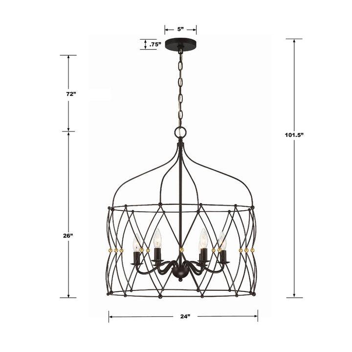 Crystorama Crystorama Zucca 6 Light English Bronze + Antique Gold Chandelier
