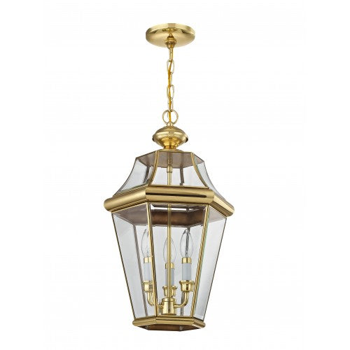 3 Light Polished Brass Outdoor Lantern Livex