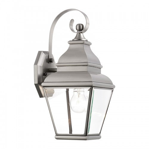 1 Light Brushed Nickel Outdoor Wall Lantern Livex