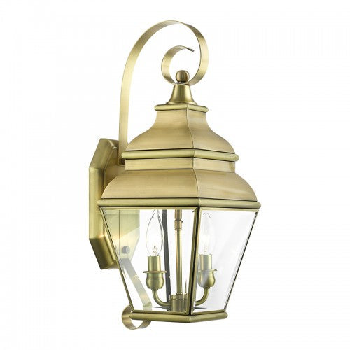 2 Light Antique Brass Outdoor Wall Lantern Livex