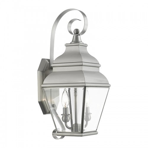 2 Light Brushed Nickel Outdoor Wall Lantern Livex