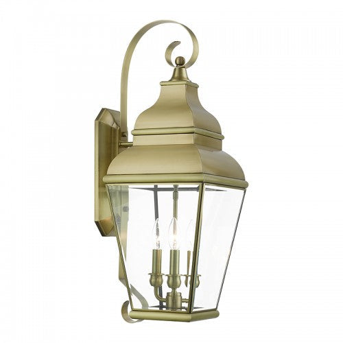 3 Light Antique Brass Outdoor Wall Lantern Livex