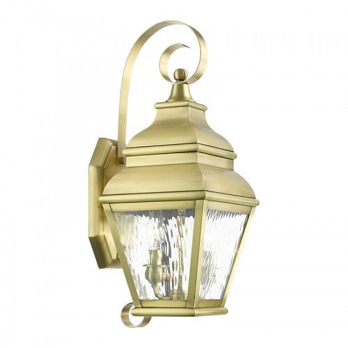 2 Light Antique Brass Outdoor Wall Lantern Livex