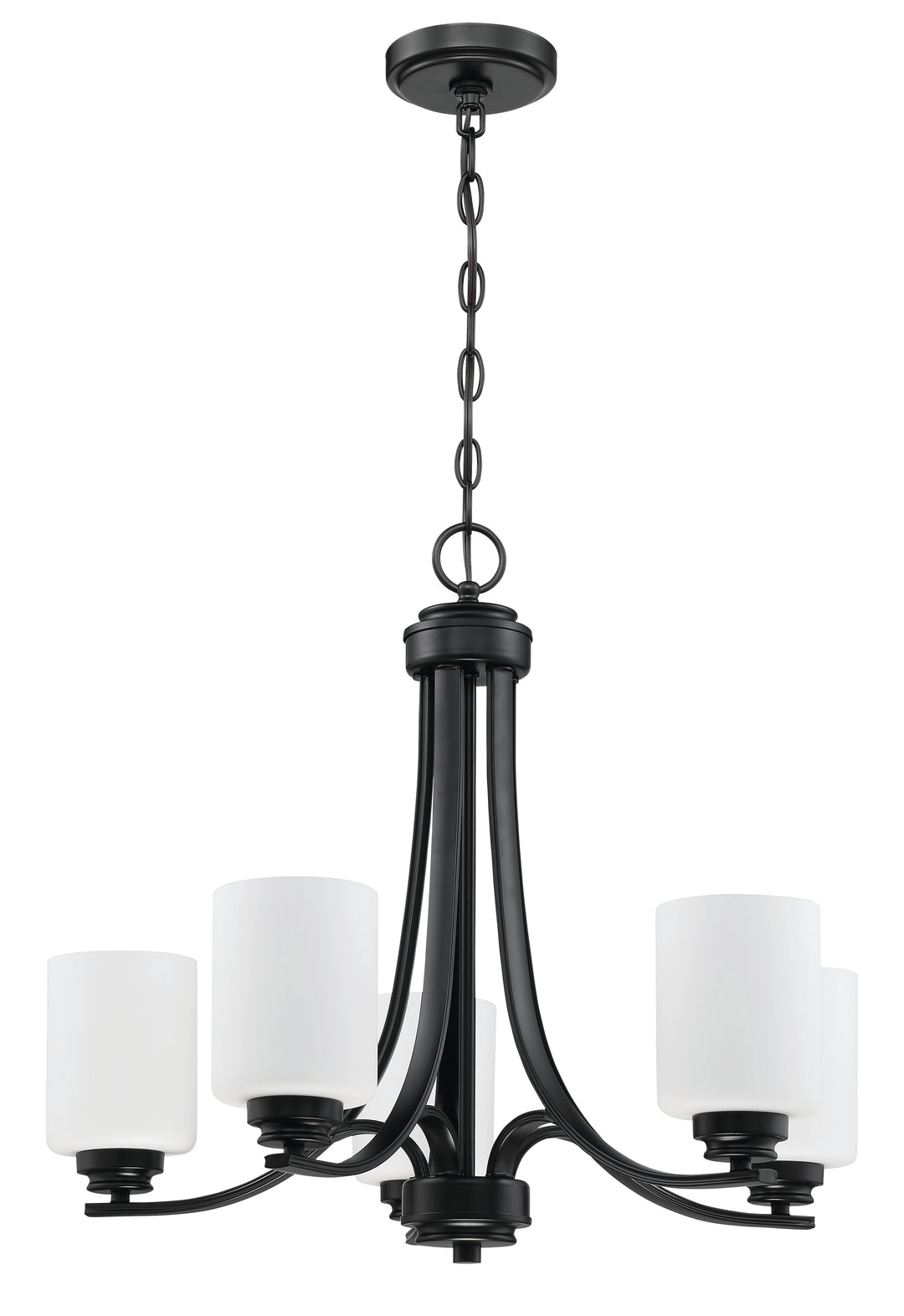 Bolden 5 Light Chandelier in Flat Black (White Glass) CRAFTMADE