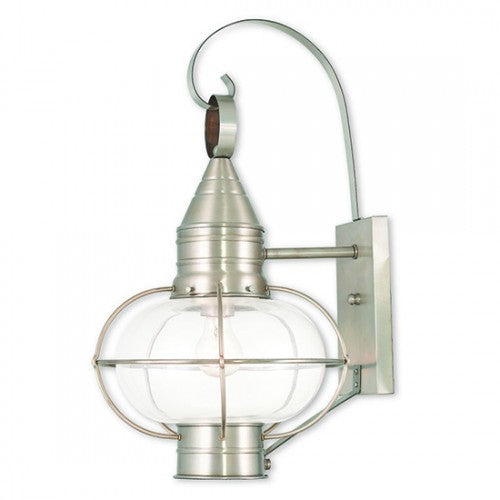 1 Light Brushed Nickel Outdoor Wall Lantern Livex