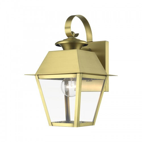 1 Light Natural Brass Outdoor Small Wall Lantern Livex