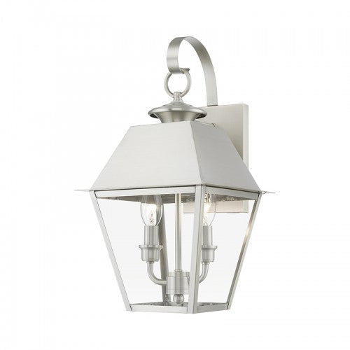 2 Light Brushed Nickel Outdoor Medium Wall Lantern Livex