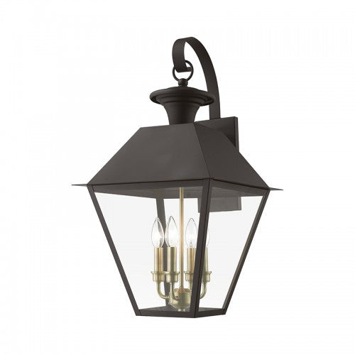 4 Light Bronze with Antique Brass Finish Cluster Outdoor Extra Large Wall Lantern Livex