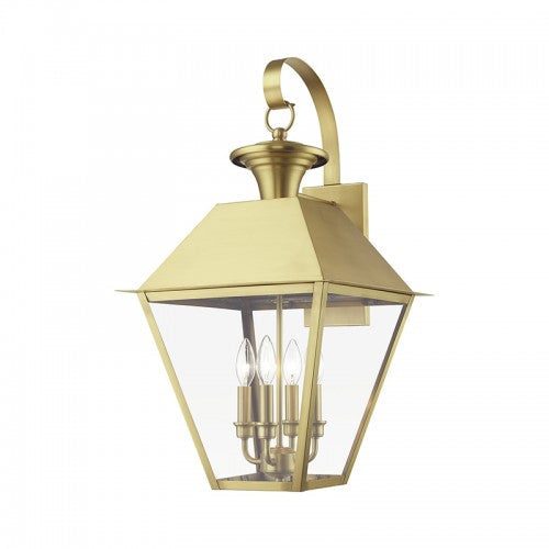 4 Light Natural Brass Outdoor Extra Large Wall Lantern Livex