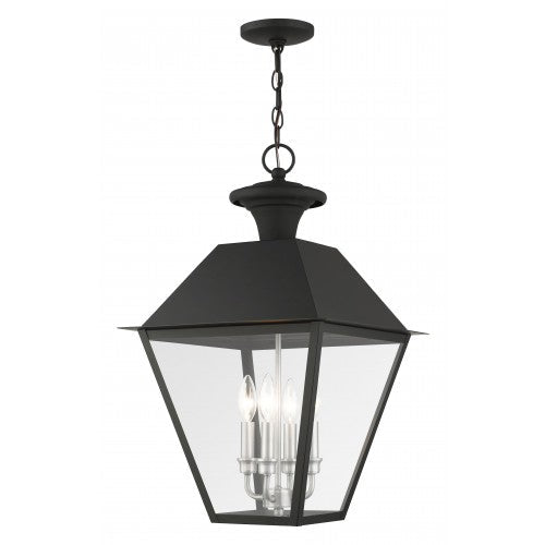 4 Light Black Outdoor Pendant Lantern Livex