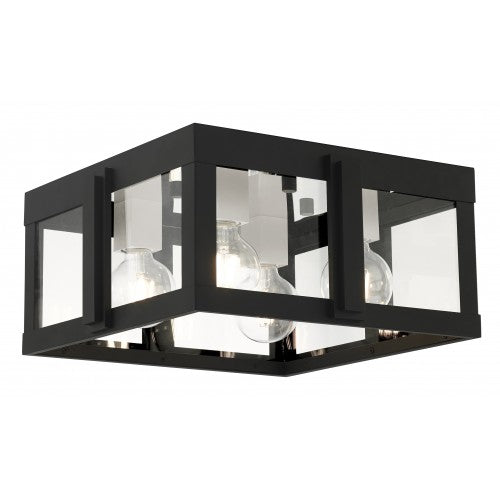 4 Light Black Outdoor Flush Mount Livex