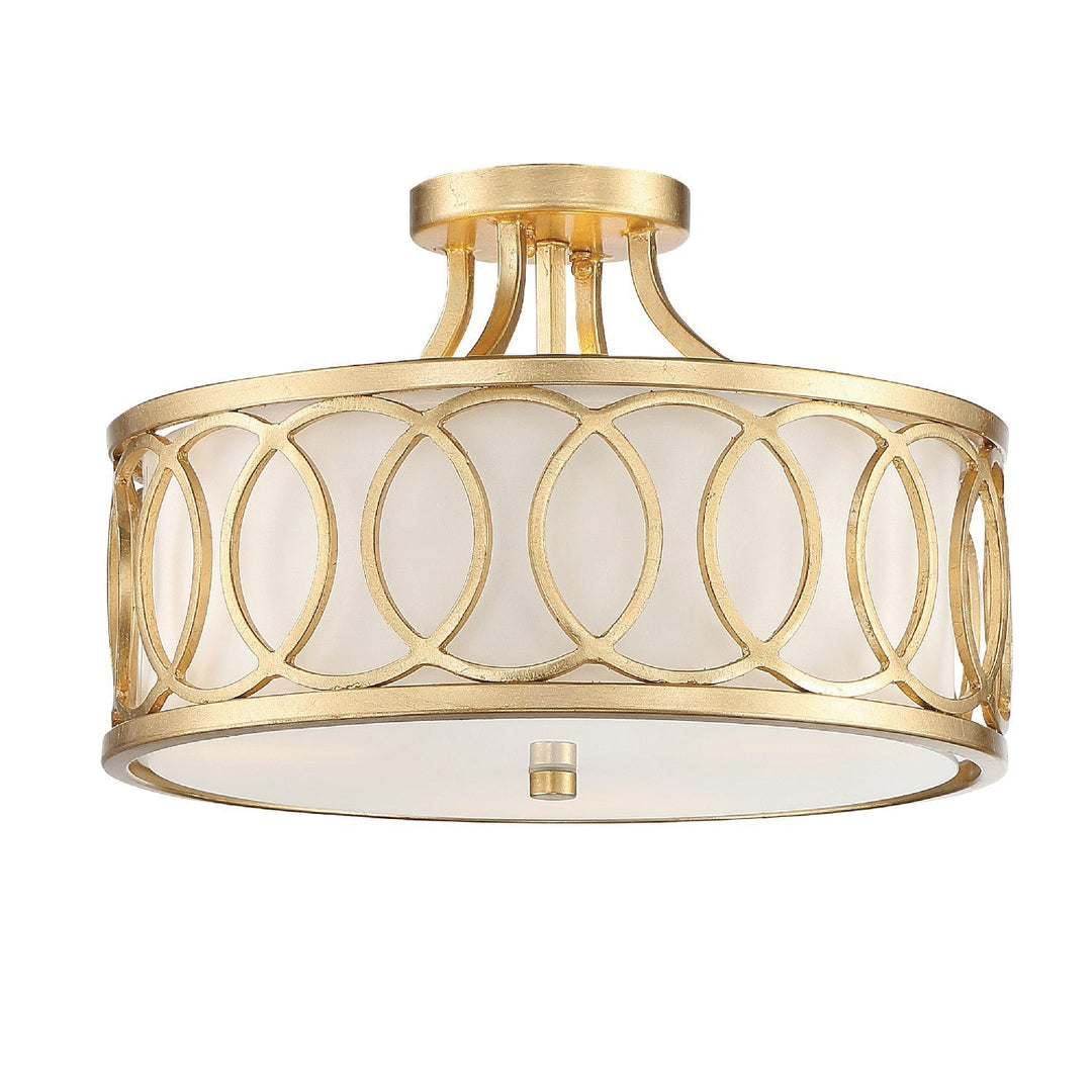 Libby Langdon Graham 3 Light Antique Gold Semi Flush Mount Crystorama