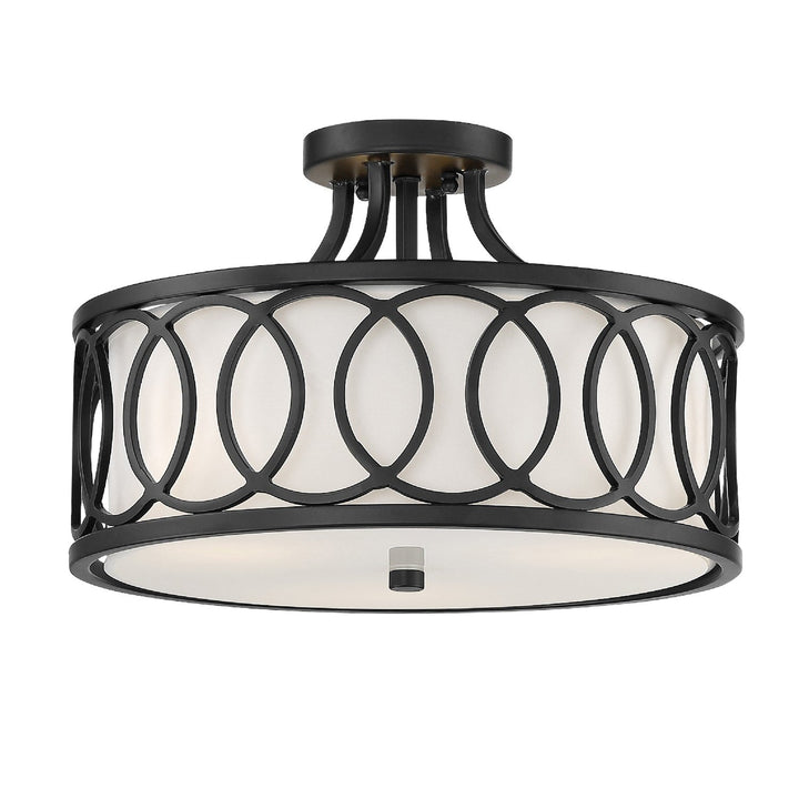 Libby Langdon Graham 3 Light Matte Black Semi Flush Mount Crystorama