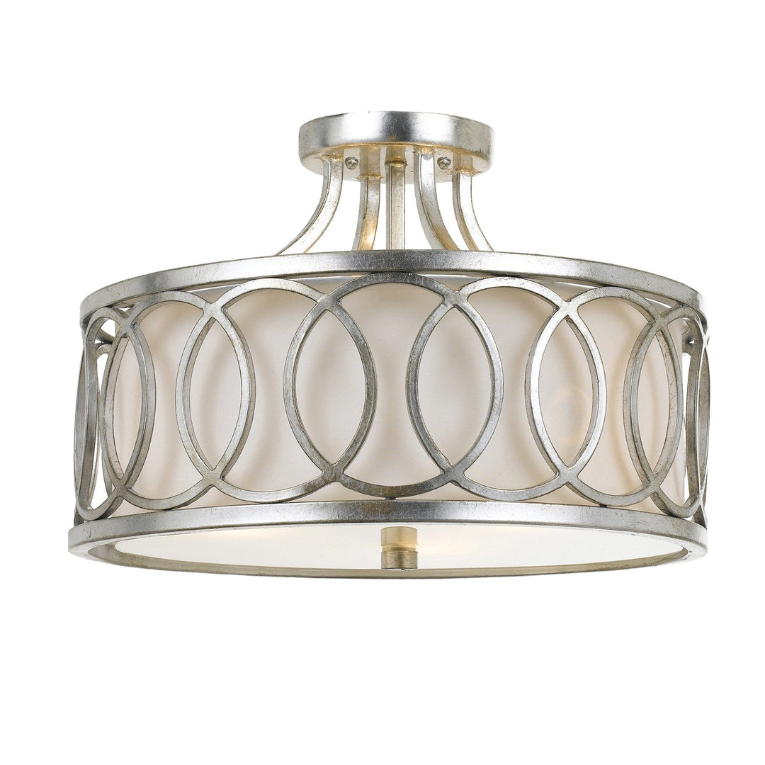 Libby Langdon Graham 3 Light Antique Silver Semi Flush Mount Crystorama