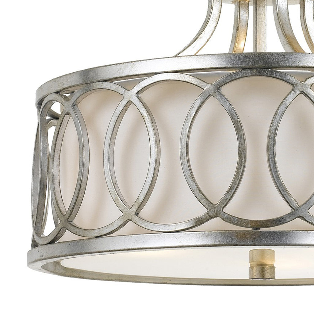 Libby Langdon Graham 3 Light Antique Silver Semi Flush Mount Crystorama