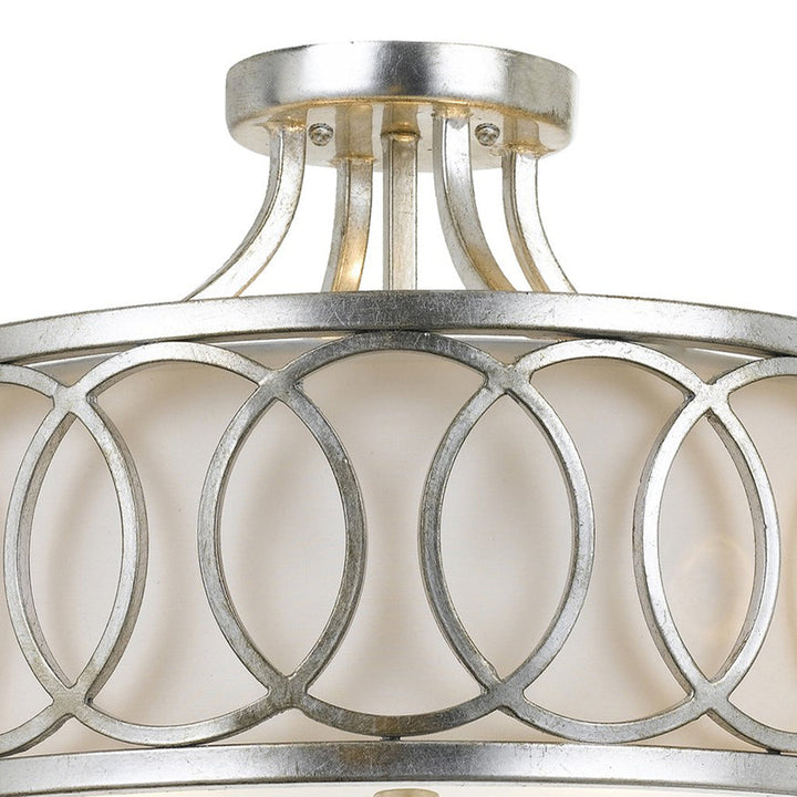 Libby Langdon Graham 3 Light Antique Silver Semi Flush Mount Crystorama