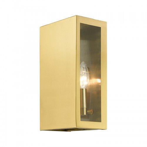 2 Light Satin Gold Outdoor ADA Medium Sconce Livex