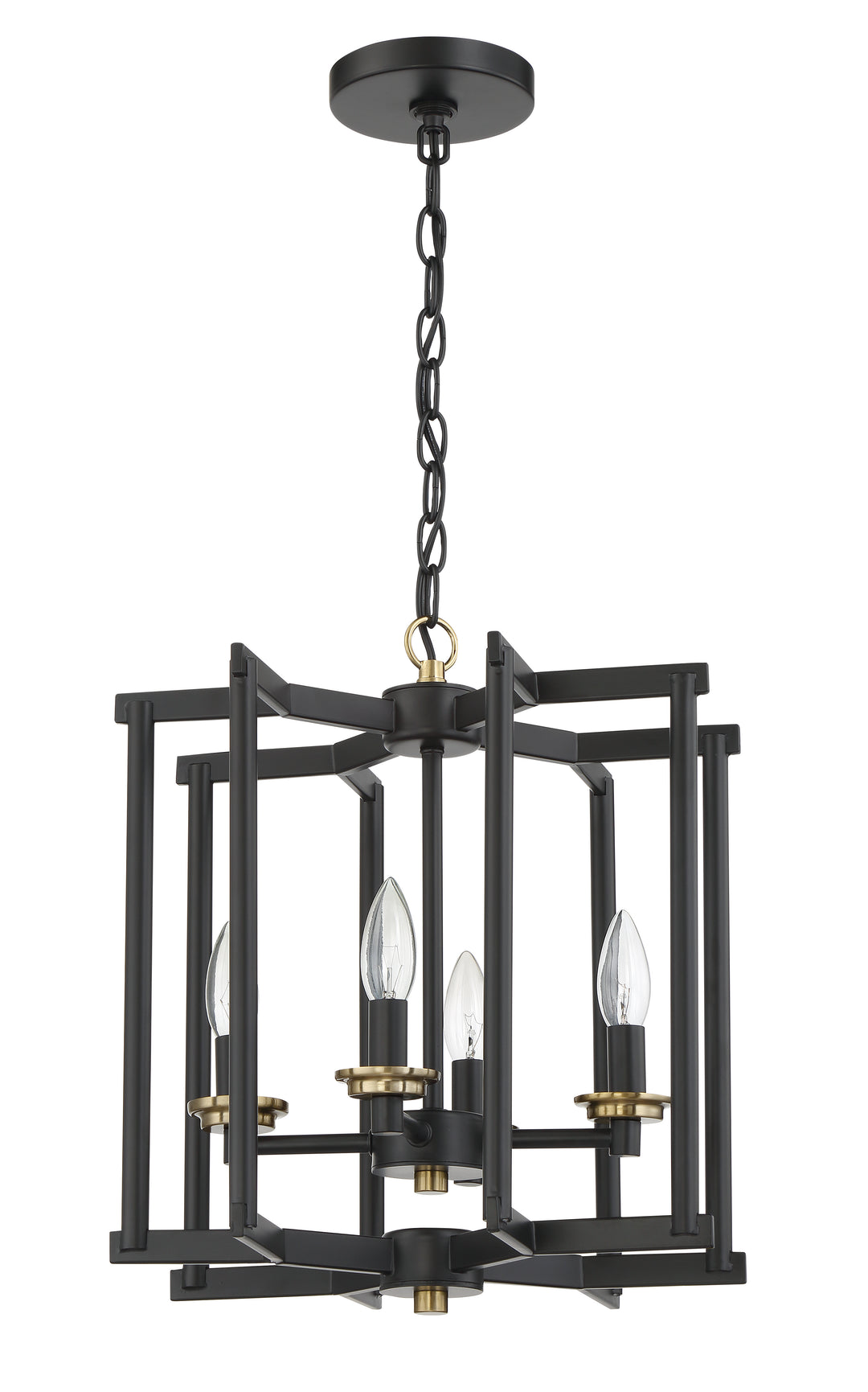 Avante Grand 4 Light Cage Foyer in Flat Black/Satin Brass CRAFTMADE