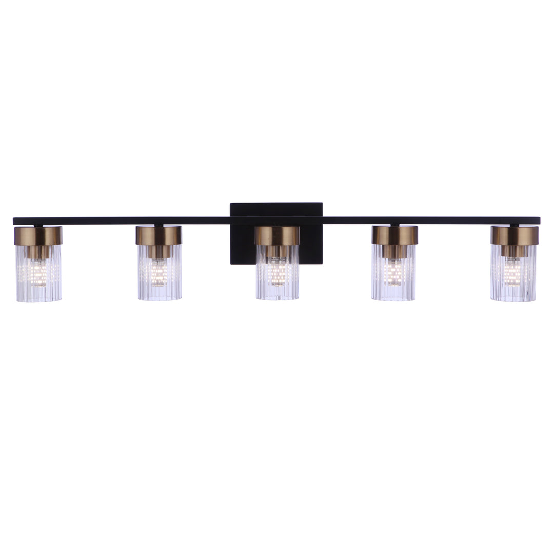 Bond Street 5 Light Vanity in Flat Black/Satin Brass CRAFTMADE